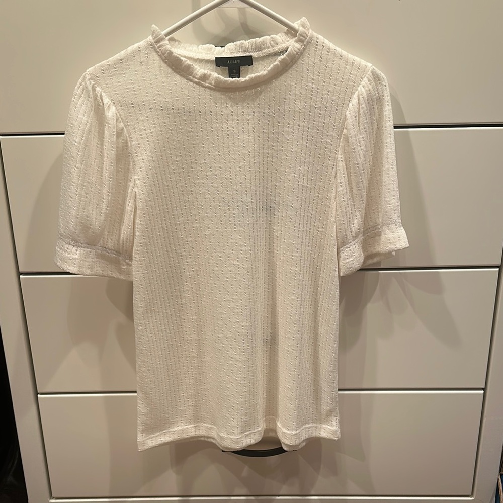 Ivory Textured Short Sleeve Blouse